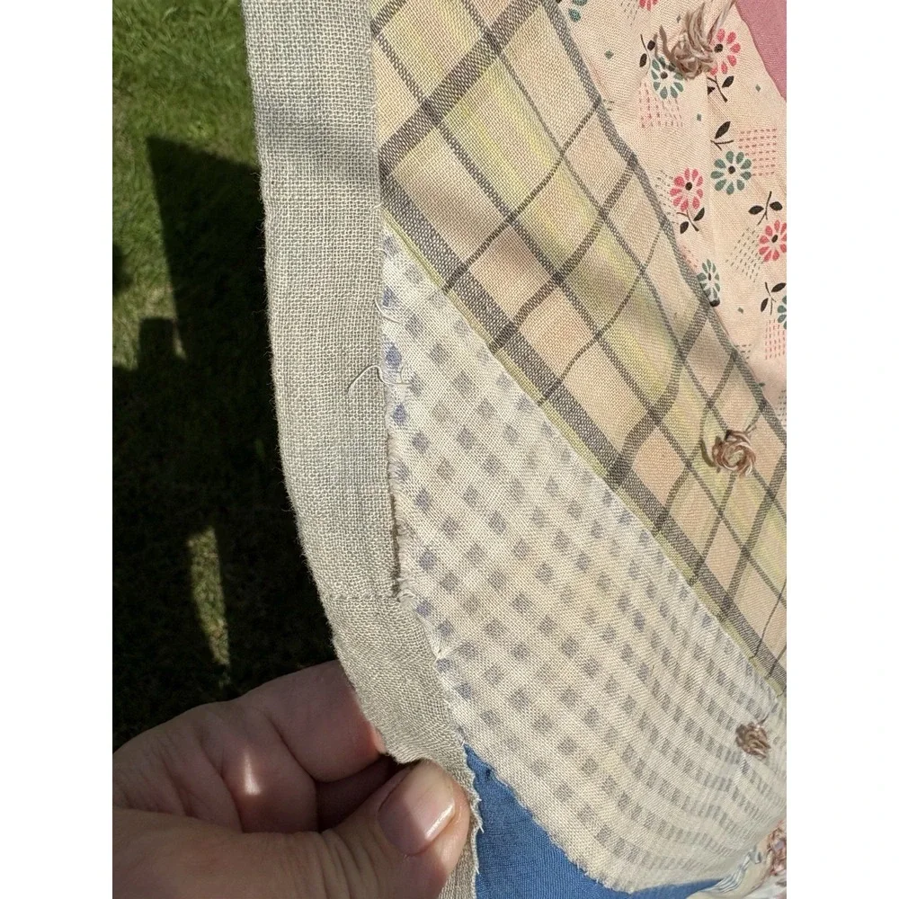 Antique Handmade Quilt Pastel Thick Heavy Wool Lined Cottagecore Granny 71